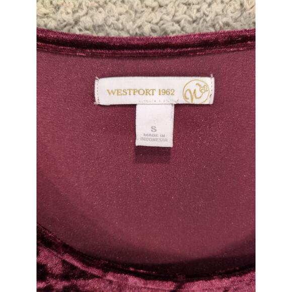 Westport 1962 Velvet T-Shirt Dress S Red Hi-Lo A-Line 90s Vintage Midi Scoop - Picture 3 of 5